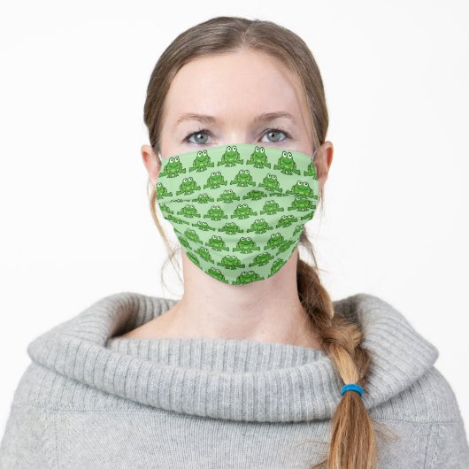Frog Pattern Adult Cloth Face Mask (Worn)