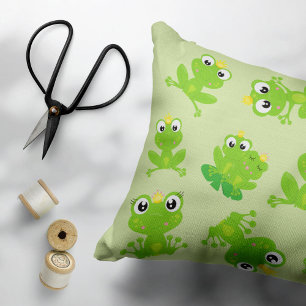 Frog Pattern, Cute Frogs, Green Frogs, Frog Prince Accent Pillow