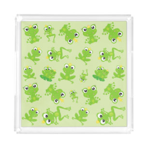 Frog Pattern, Cute Frogs, Green Frogs, Frog Prince Acrylic Tray