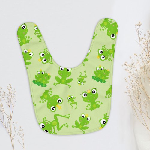 Frog Pattern Cute Frogs Green Frogs Frog Prince Baby Bib