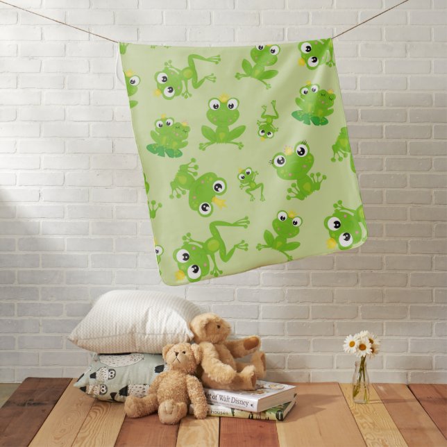 Frog Pattern, Cute Frogs, Green Frogs, Frog Prince Baby Blanket (In Situ)