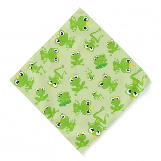 Frog Pattern, Cute Frogs, Green Frogs, Frog Prince Bandana (Front)