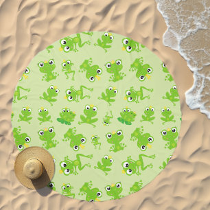 Frog Pattern, Cute Frogs, Green Frogs, Frog Prince Beach Towel
