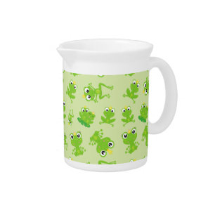 Frog Pattern, Cute Frogs, Green Frogs, Frog Prince Beverage Pitcher