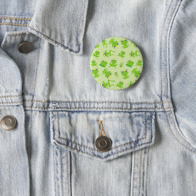 Frog Pattern, Cute Frogs, Green Frogs, Frog Prince Button (In Situ)
