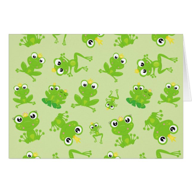 Frog Pattern, Cute Frogs, Green Frogs, Frog Prince Cards (Front Horizontal)