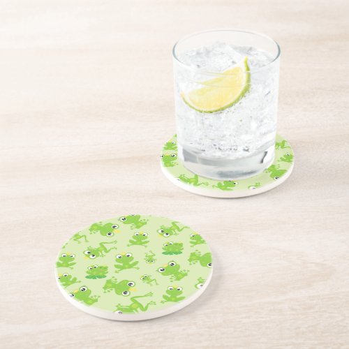 Frog Pattern Cute Frogs Green Frogs Frog Prince Coaster