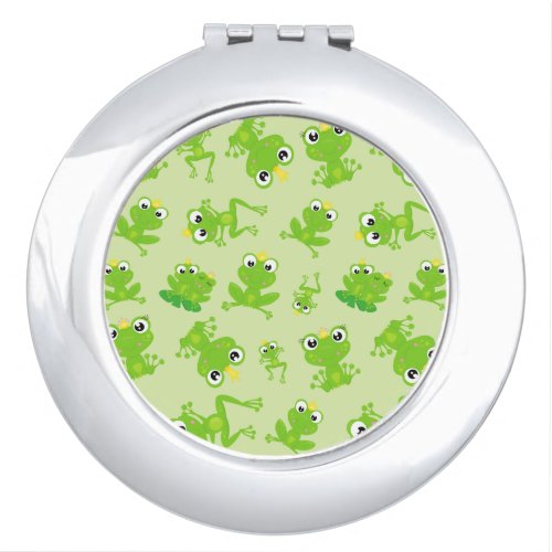 Frog Pattern Cute Frogs Green Frogs Frog Prince Compact Mirror