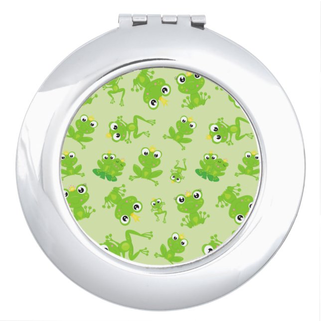 Frog Pattern, Cute Frogs, Green Frogs, Frog Prince Compact Mirror (Front)