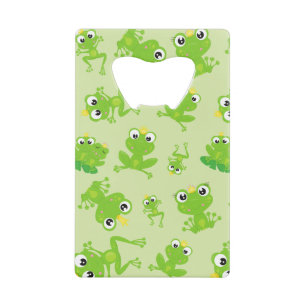 Frog Pattern, Cute Frogs, Green Frogs, Frog Prince Credit Card Bottle Opener