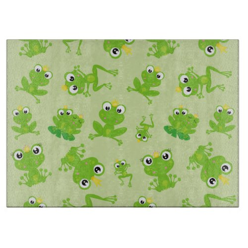 Frog Pattern Cute Frogs Green Frogs Frog Prince Cutting Board