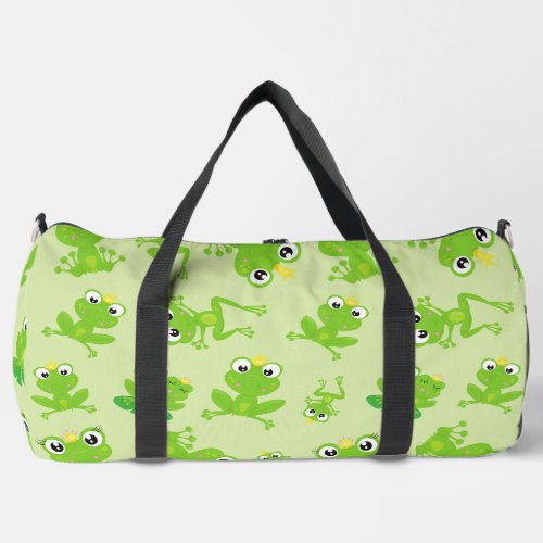 Frog Pattern Cute Frogs Green Frogs Frog Prince Duffle Bag