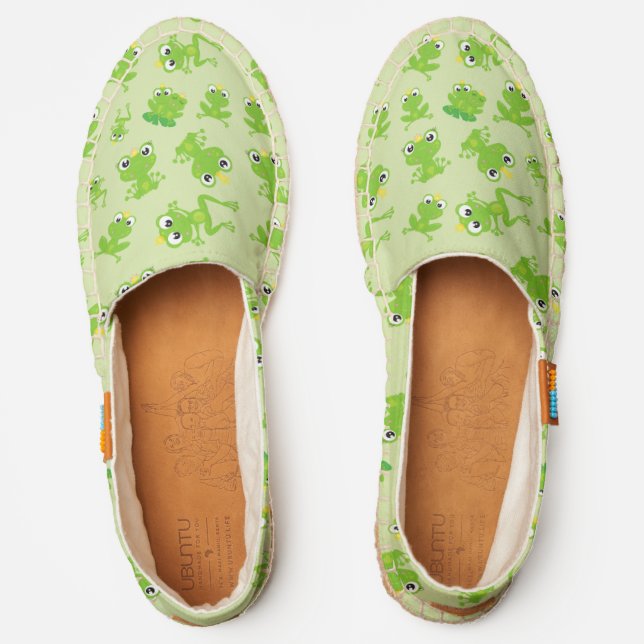 Frog Pattern, Cute Frogs, Green Frogs, Frog Prince Espadrilles (Front)