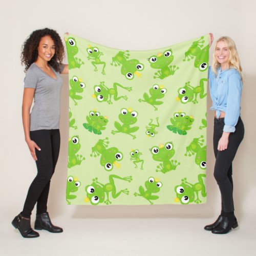 Frog Pattern Cute Frogs Green Frogs Frog Prince Fleece Blanket