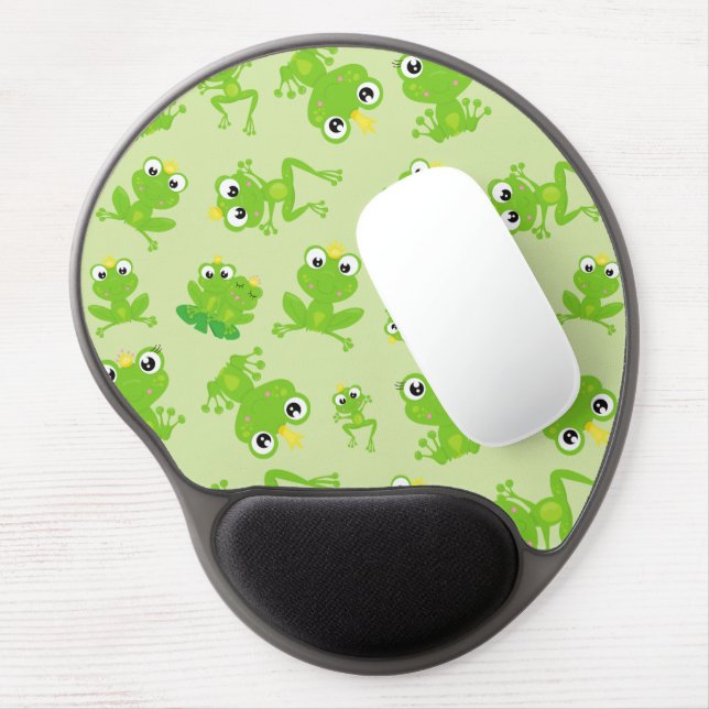 Frog Pattern, Cute Frogs, Green Frogs, Frog Prince Gel Mouse Pad (Left Side)