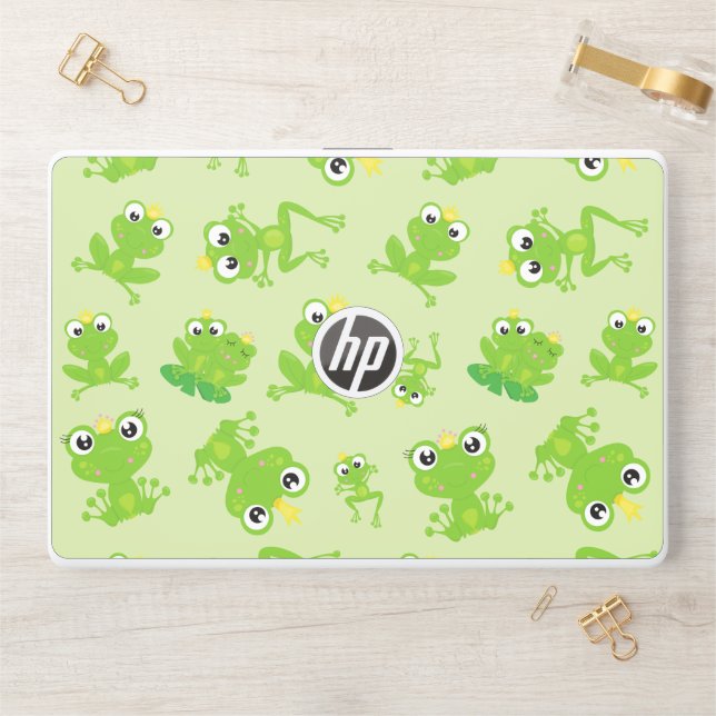 Frog Pattern, Cute Frogs, Green Frogs, Frog Prince HP Laptop Skin (Desk)
