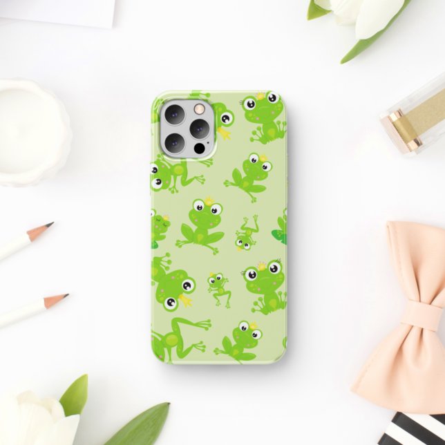 Frog Pattern, Cute Frogs, Green Frogs, Frog Prince iPhone Case (Creator Uploaded)
