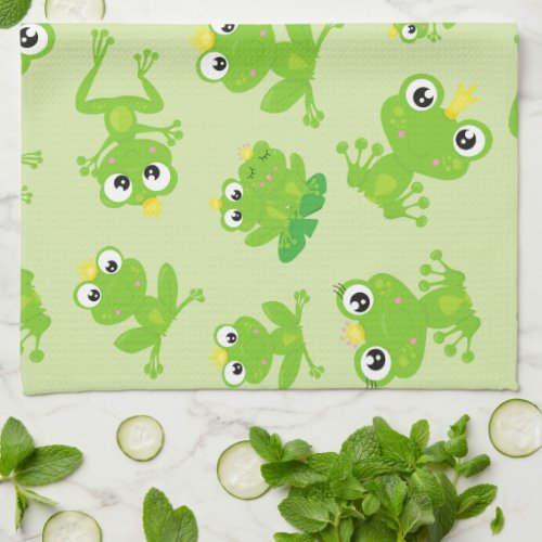 Frog Pattern Cute Frogs Green Frogs Frog Prince Kitchen Towel