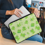 Frog Pattern, Cute Frogs, Green Frogs, Frog Prince Laptop Sleeve<br><div class="desc">Cute,  fun and adorable pattern with green frogs. Modern and trendy gift,  perfect for the frog lover in your life.</div>
