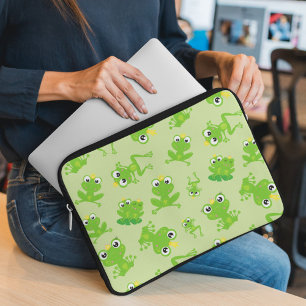 Frog Pattern, Cute Frogs, Green Frogs, Frog Prince Laptop Sleeve