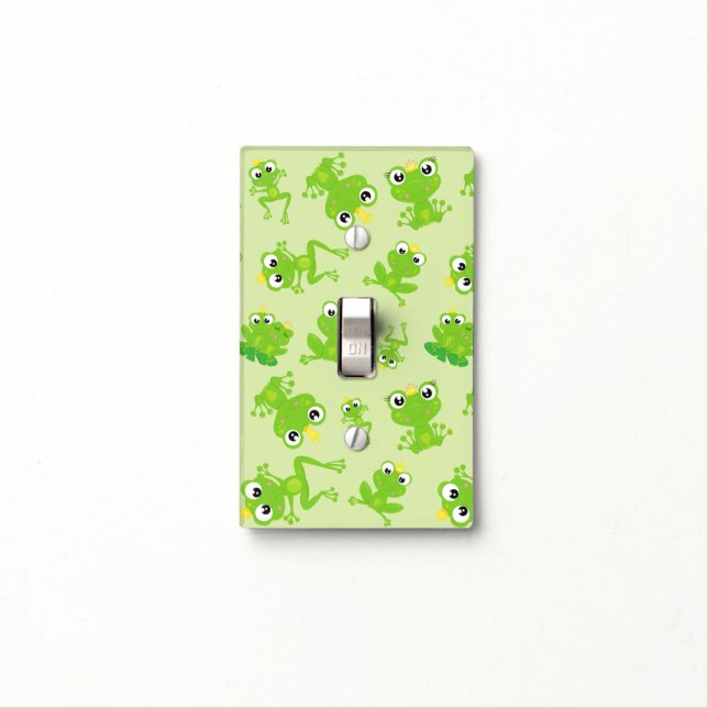 Frog Pattern, Cute Frogs, Green Frogs, Frog Prince Light Switch Cover (In Situ)