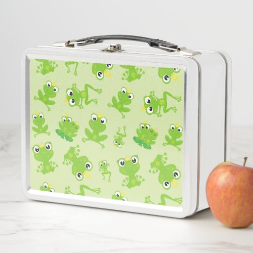 Frog Pattern Cute Frogs Green Frogs Frog Prince Metal Lunch Box