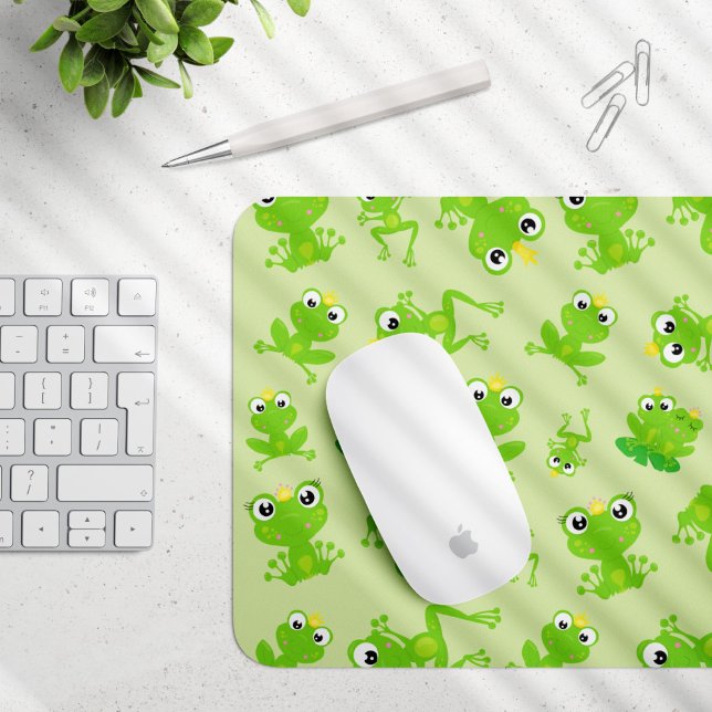 Frog Pattern, Cute Frogs, Green Frogs, Frog Prince Mouse Pad (Creator Uploaded)