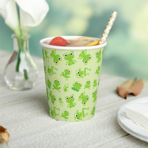 Frog Pattern Cute Frogs Green Frogs Frog Prince Paper Cups