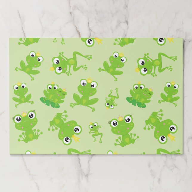 Frog Pattern, Cute Frogs, Green Frogs, Frog Prince Paper Pad (Front)