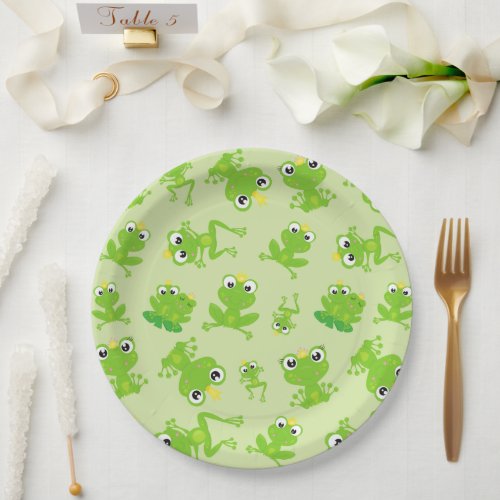 Frog Pattern Cute Frogs Green Frogs Frog Prince Paper Plates