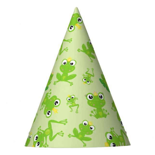 Frog Pattern, Cute Frogs, Green Frogs, Frog Prince Party Hat (Front)