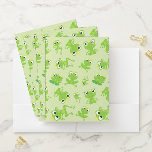 Frog Pattern Cute Frogs Green Frogs Frog Prince Pocket Folder