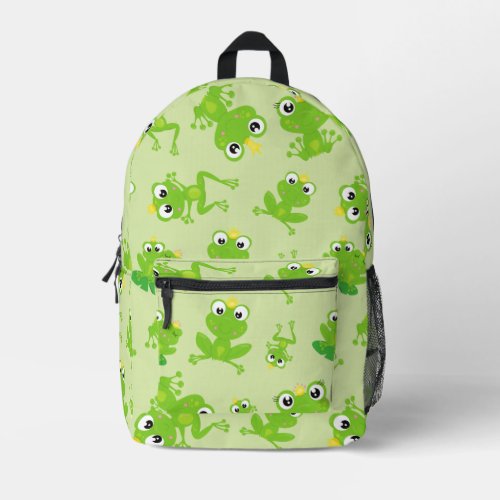 Frog Pattern Cute Frogs Green Frogs Frog Prince Printed Backpack