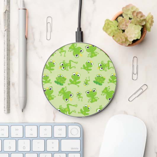 Frog Pattern, Cute Frogs, Green Frogs, Frog Prince Wireless Charger (Desk)