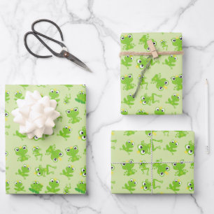 Frog Pattern, Cute Frogs, Green Frogs, Frog Prince Wrapping Paper Sheets