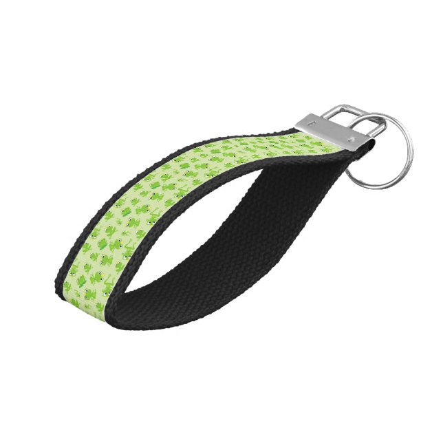 Frog Pattern, Cute Frogs, Green Frogs, Frog Prince Wrist Keychain (Angled Up)