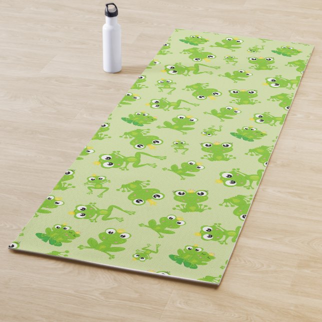 Frog Pattern, Cute Frogs, Green Frogs, Frog Prince Yoga Mat (In Situ)