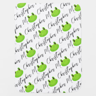 Frog Pattern Face Green Baby Blanket