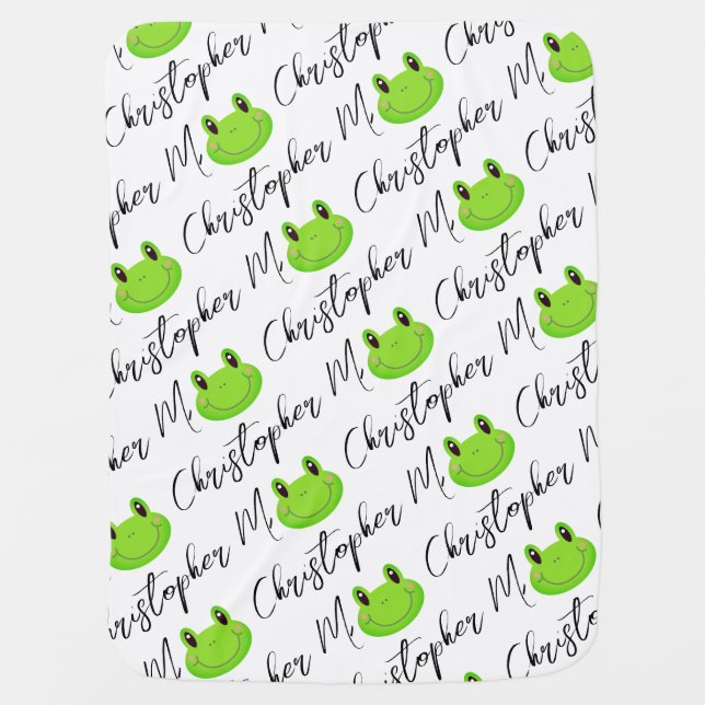 Frog Pattern Face Green  Baby Blanket (Front)