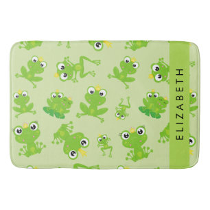 Frog Pattern, Green Frogs, Frog Prince, Your Name Bath Mat