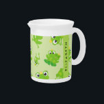 Frog Pattern, Green Frogs, Frog Prince, Your Name Beverage Pitcher<br><div class="desc">Cute,  fun and adorable pattern with green frogs. Modern and trendy gift,  perfect for the frog lover in your life. Personalize by adding your name,  nickname,  monogram or initials.</div>