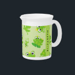 Frog Pattern, Green Frogs, Frog Prince, Your Name Beverage Pitcher<br><div class="desc">Cute,  fun and adorable pattern with green frogs. Modern and trendy gift,  perfect for the frog lover in your life. Personalize by adding your name,  nickname,  monogram or initials.</div>