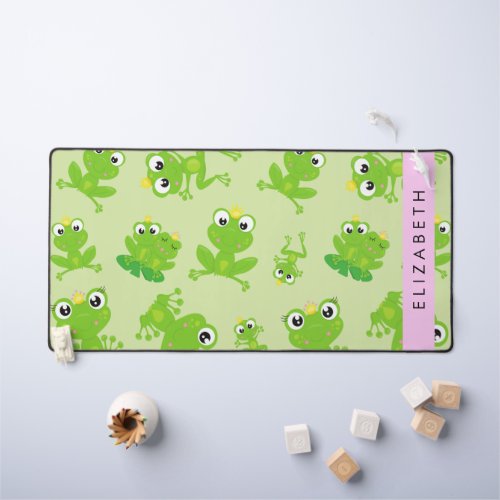 Frog Pattern Green Frogs Frog Prince Your Name Desk Mat