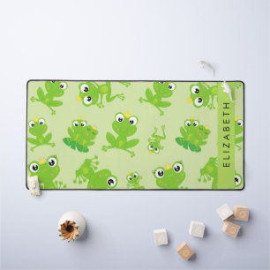 Frog Pattern, Green Frogs, Frog Prince, Your Name Desk Mat