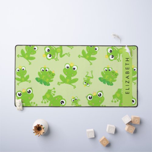 Frog Pattern Green Frogs Frog Prince Your Name Desk Mat