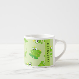Frog Pattern, Green Frogs, Frog Prince, Your Name Espresso Cup