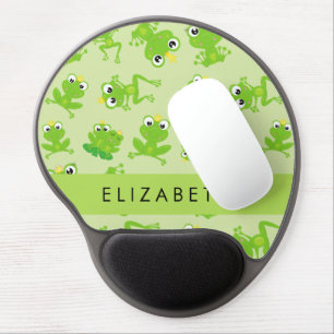 Frog Pattern, Green Frogs, Frog Prince, Your Name Gel Mouse Pad