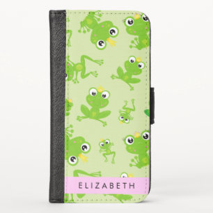 Frog Pattern, Green Frogs, Frog Prince, Your Name iPhone X Wallet Case