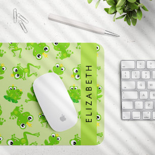 Frog Pattern, Green Frogs, Frog Prince, Your Name Mouse Pad