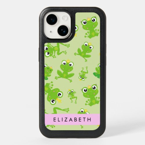 Frog Pattern Green Frogs Frog Prince Your Name OtterBox iPhone 14 Case